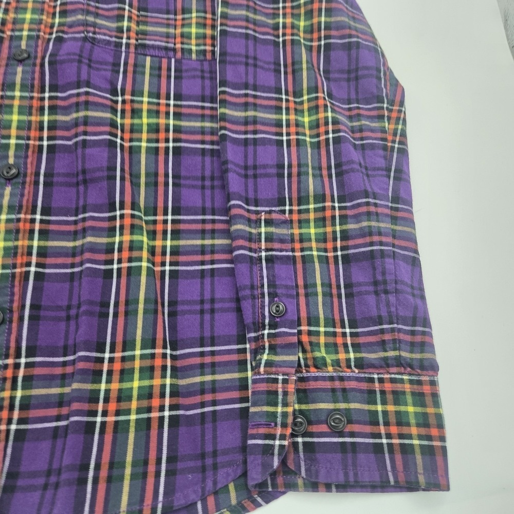 LRL Jeans Co Ralph Lauren Women PM Shirt-Cotton Purple Plaid Button Up Top - Picture 5 of 13